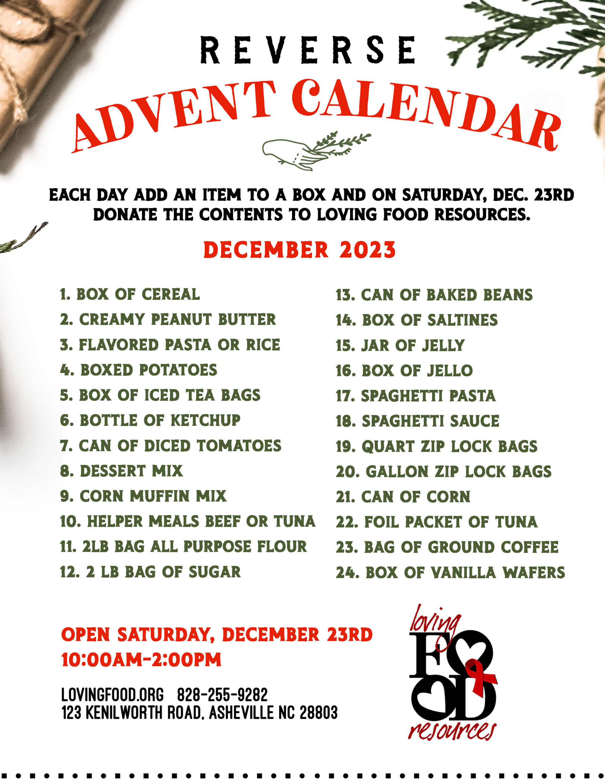 Reverse Advent Calendar
